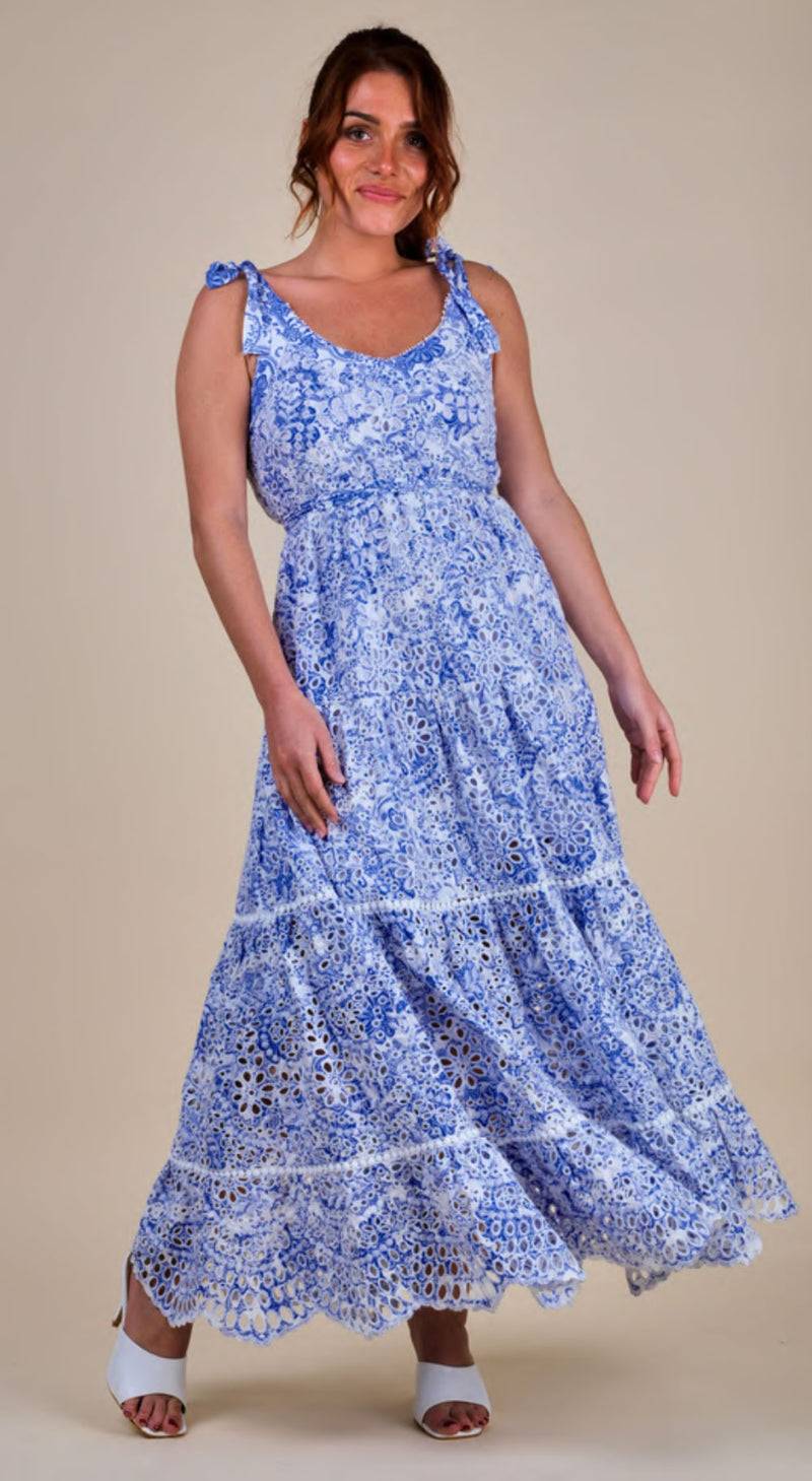 Miss June Kleid Blau | Weiß Neueste Mode