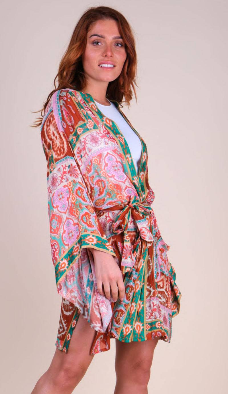 Miss June Kimono Rosa | Grün | Multicolor Online Outlet