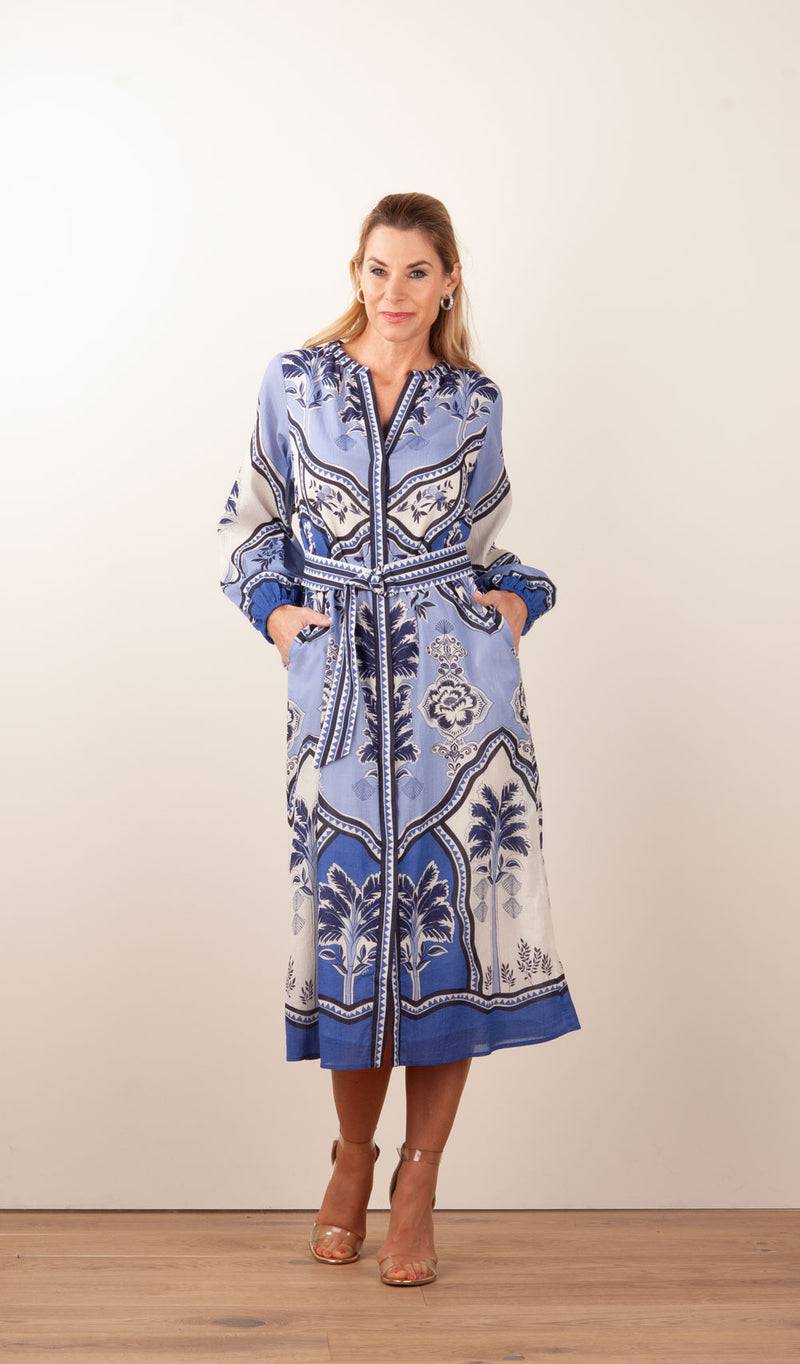 IVI Collection Kleid Creme | Blau Große Rabatte