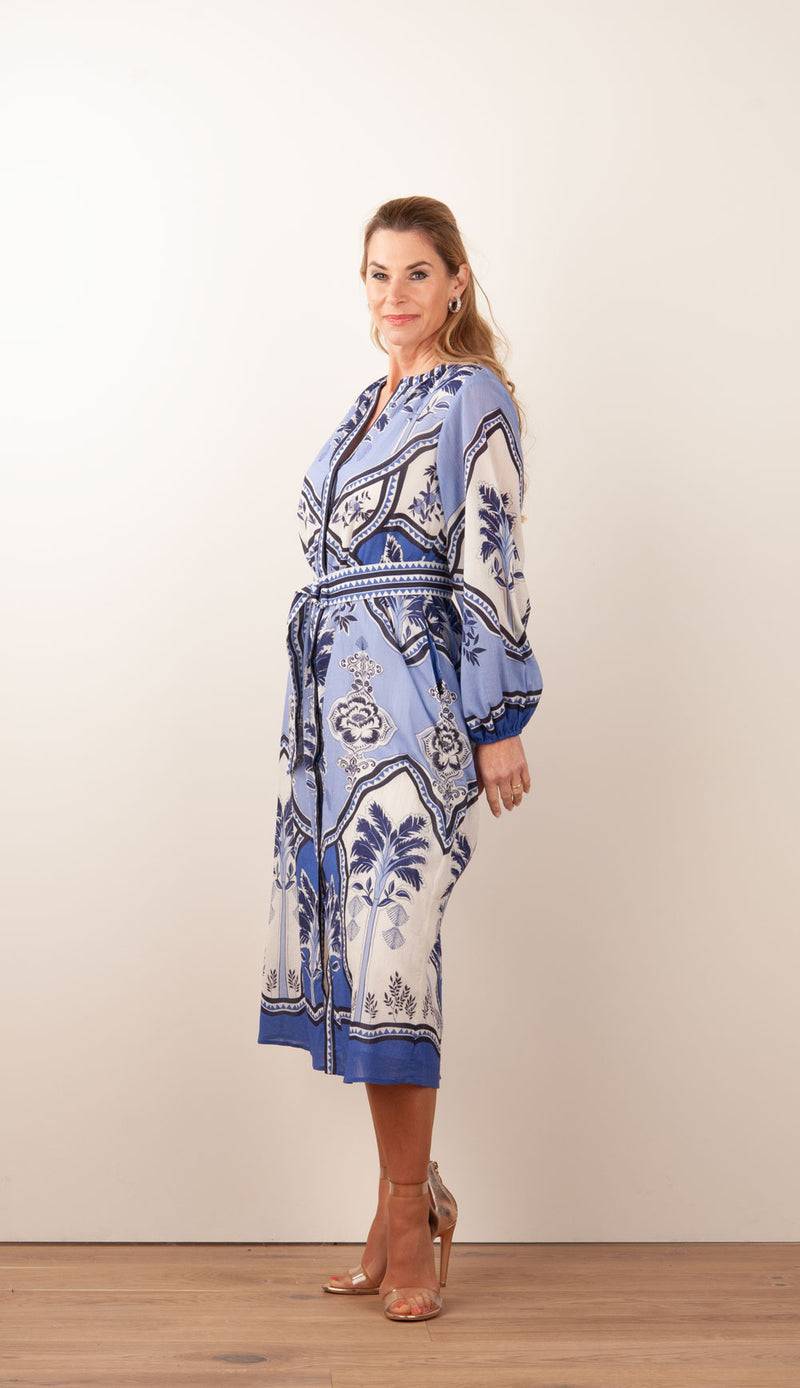 IVI Collection Kleid Creme | Blau Große Rabatte