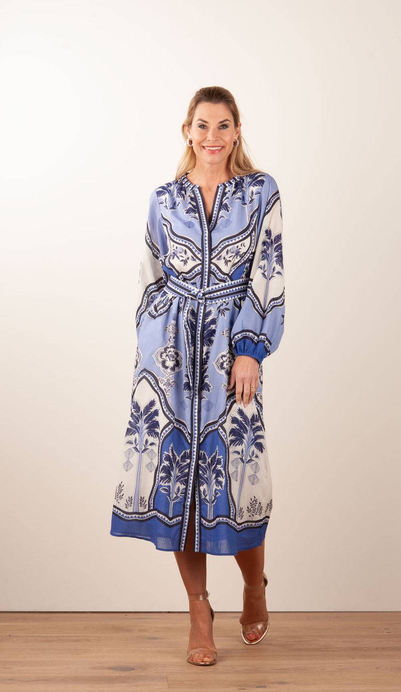 IVI Collection Kleid Creme | Blau Große Rabatte
