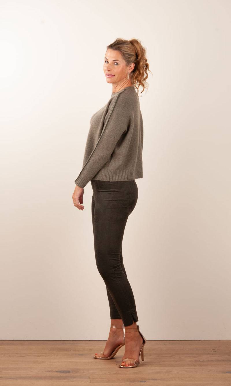 Seductive Velours Hose „Sabrina“ Dunkel Moosgrün Letzte 3 Tage