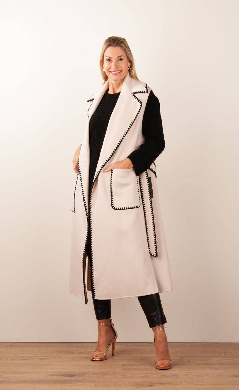VITTORIA Mantel Hellbeige | Schwarz 50% Rabatt mit kostenlosem Versand