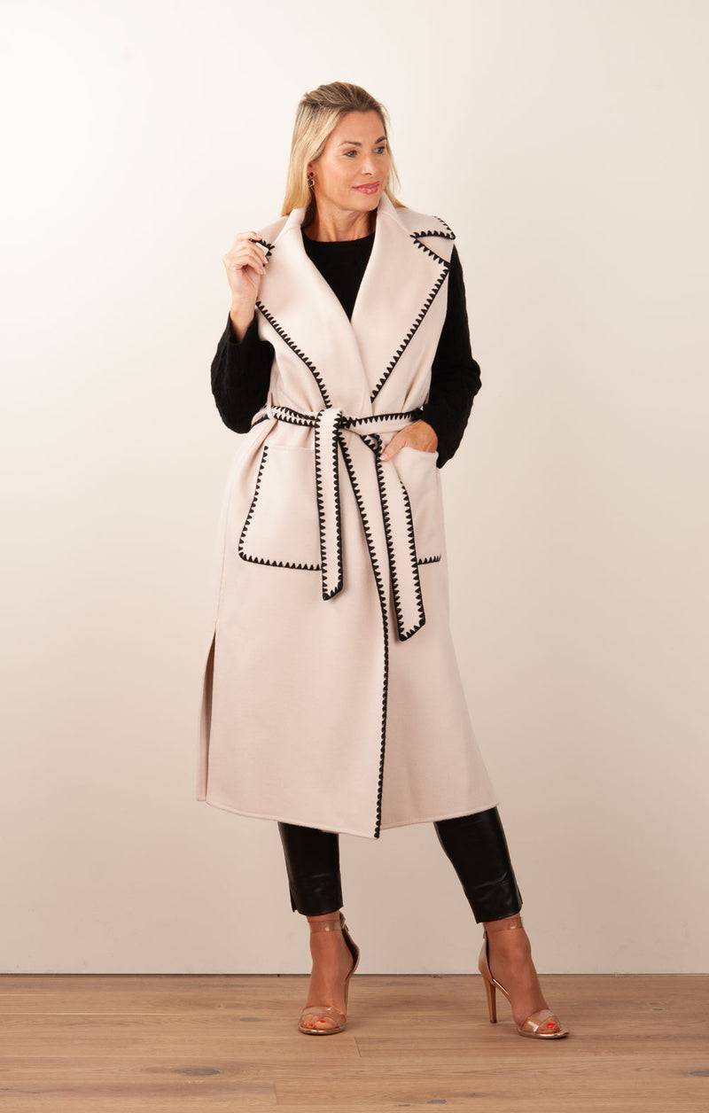 VITTORIA Mantel Hellbeige | Schwarz 50% Rabatt für begrenzte Zeit
