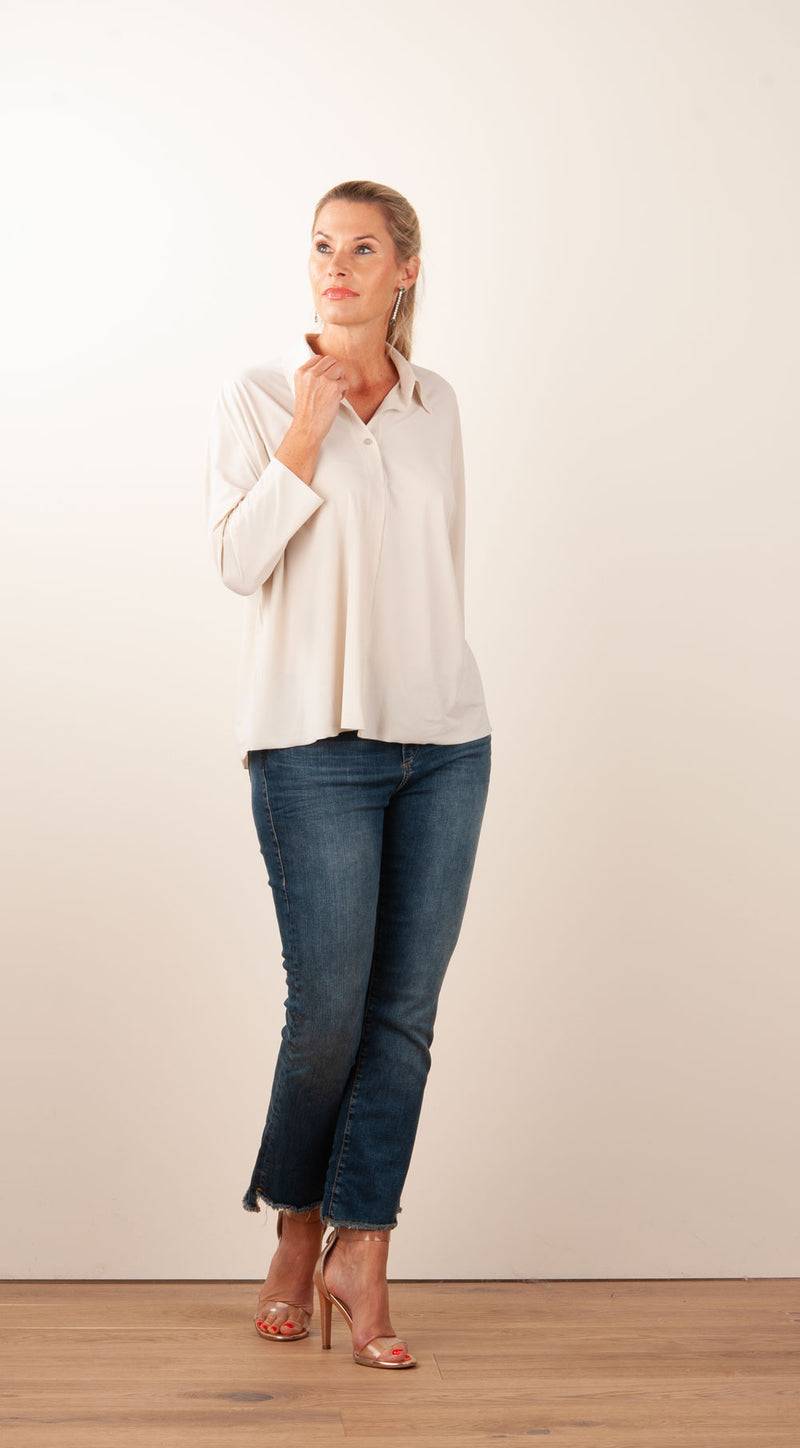 NineTo9 Bluse Hellbeige Schlussverkauf