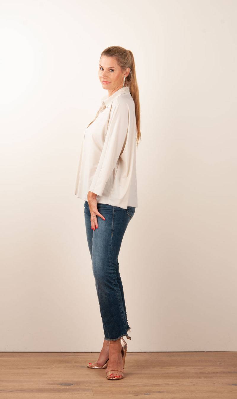 NineTo9 Bluse Hellbeige Schlussverkauf