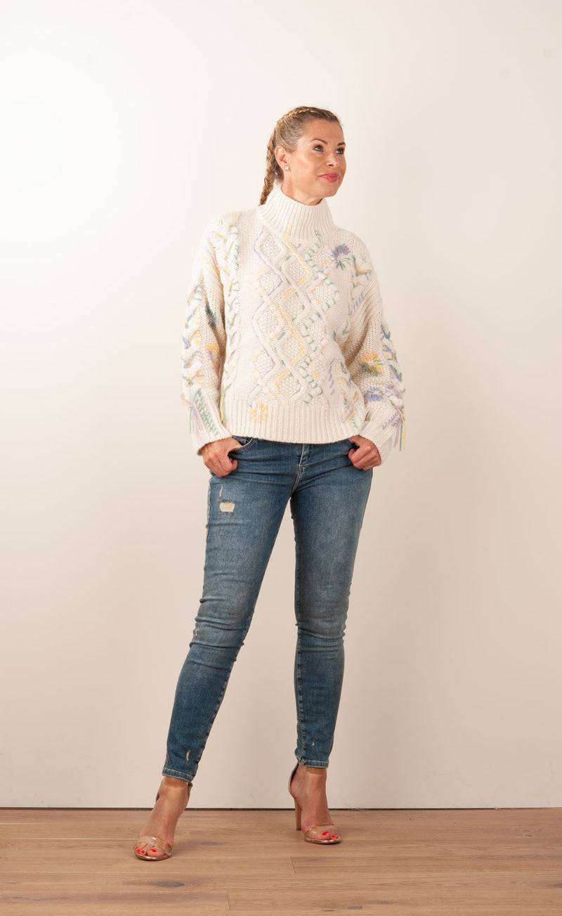 Paschwork Pullover Offwhite | Flieder | Gelb | Puder Limitierter Zeitrabatt