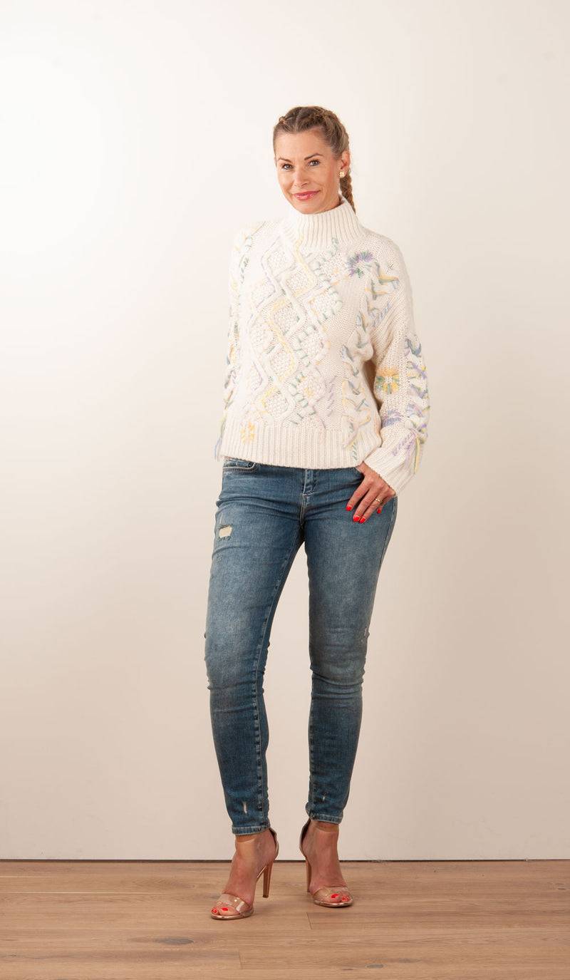 Paschwork Pullover Offwhite | Flieder | Gelb | Puder Limitierter Zeitrabatt