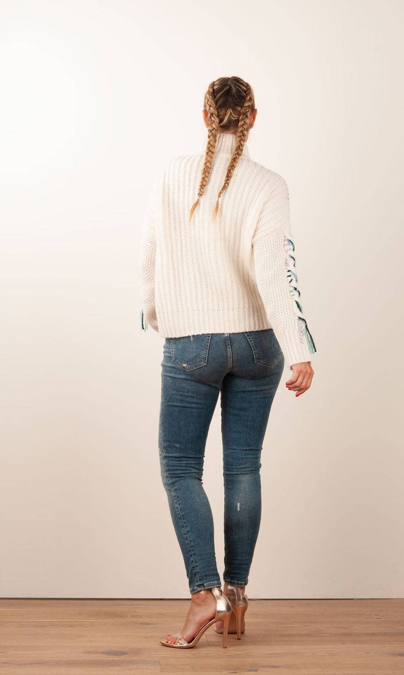 Paschwork Pullover Offwhite | Grün | Flieder Fabrik Onlineshop