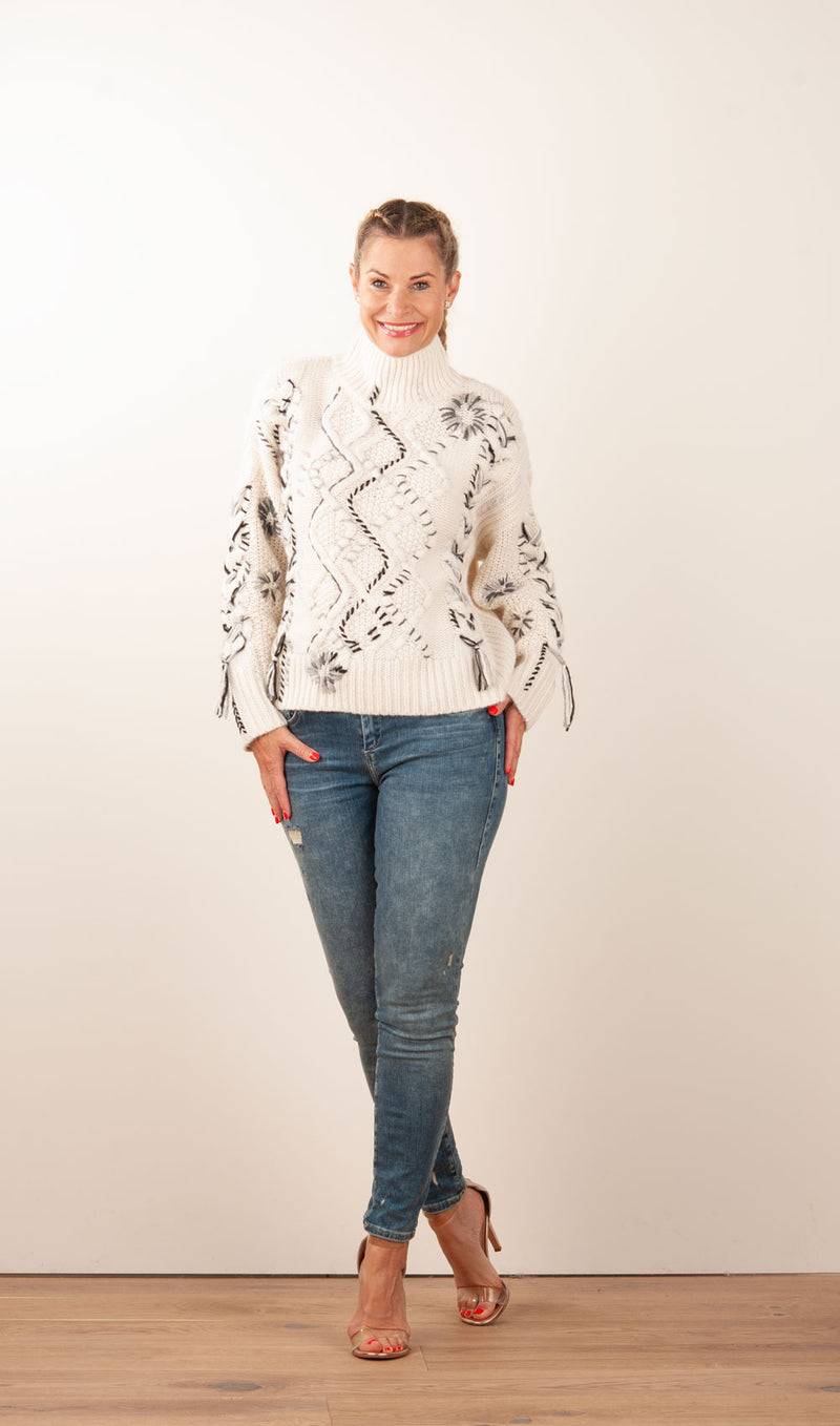 Paschwork Pullover Offwhite | Schwarz | Grau Fabrikpreis