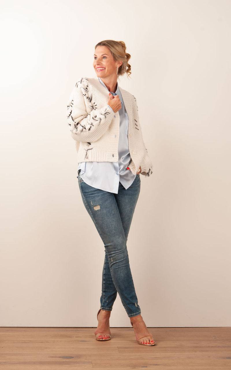 Paschwork Strickjacke Offwhite | Grau | Schwarz Rabatt