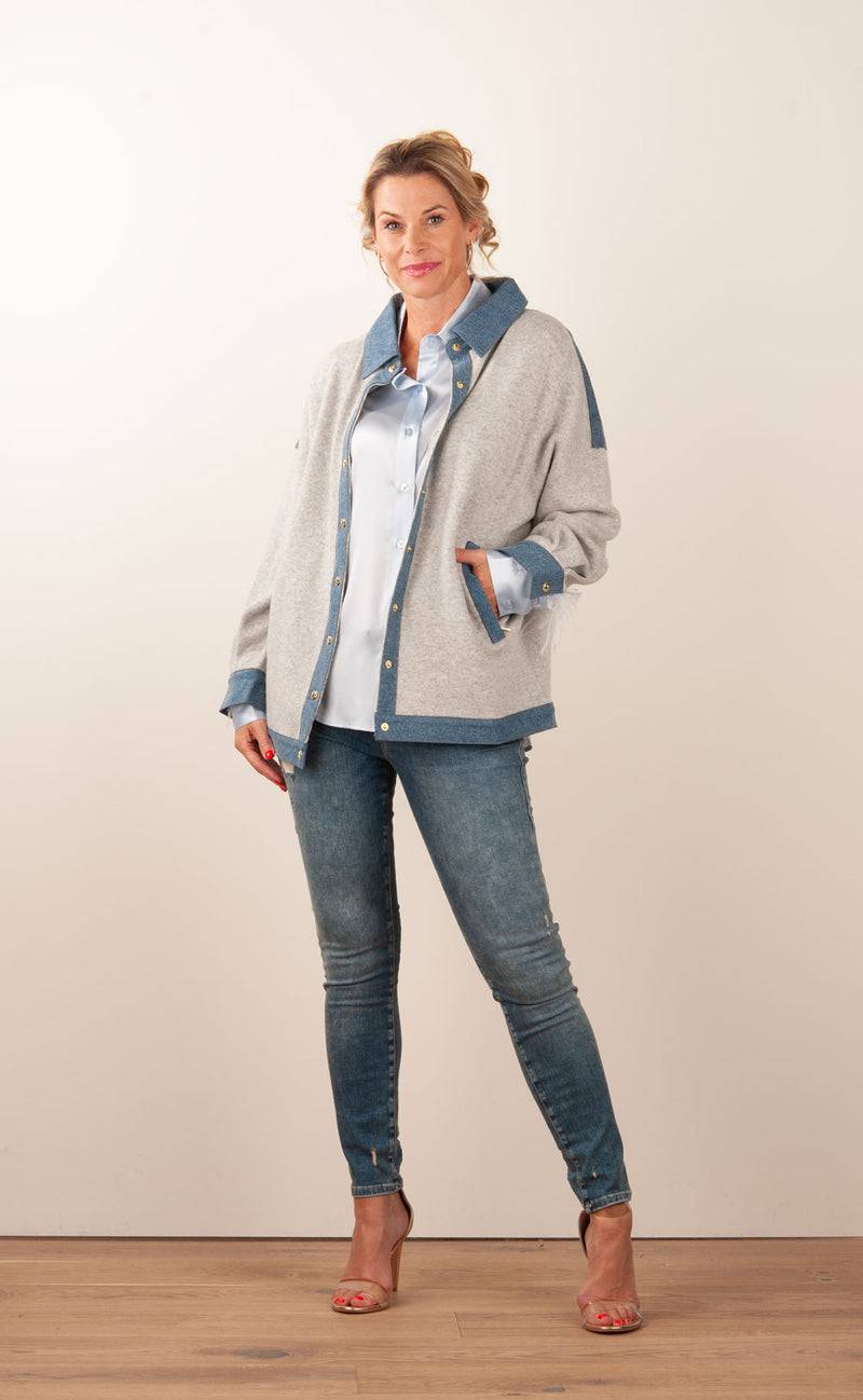MAX & MOI Strickjacke Grau | Jeansblau Online Shopping