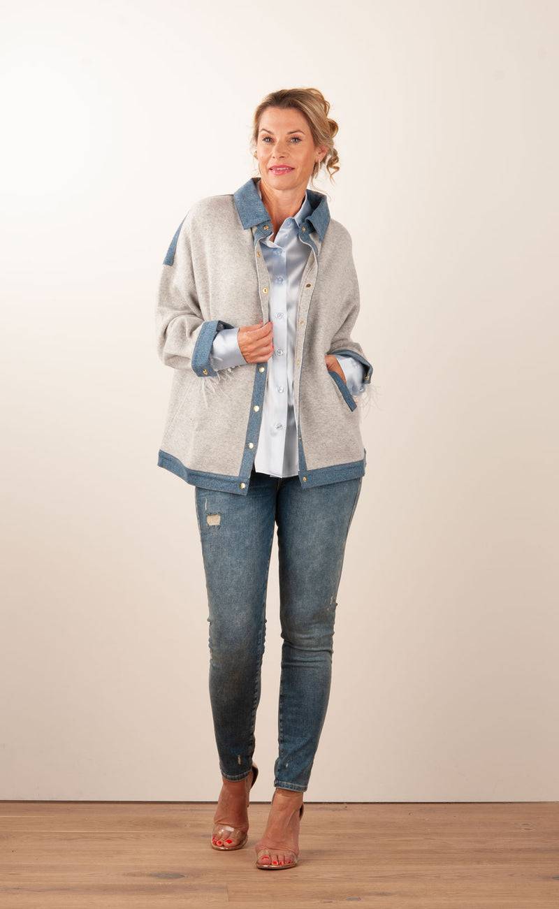MAX & MOI Strickjacke Grau | Jeansblau Online Shopping