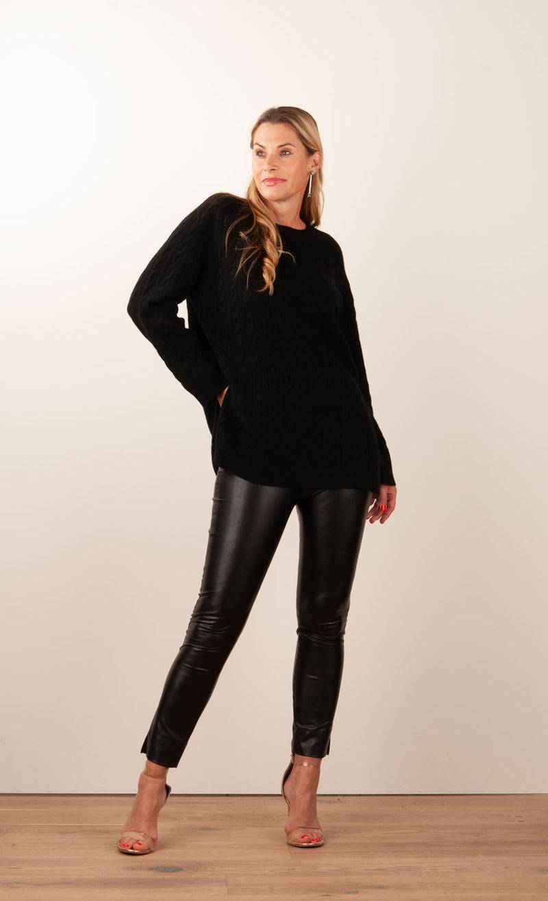 fleur Kaschmir Pullover „Zopfstrick“ Schwarz Exklusive Angebote