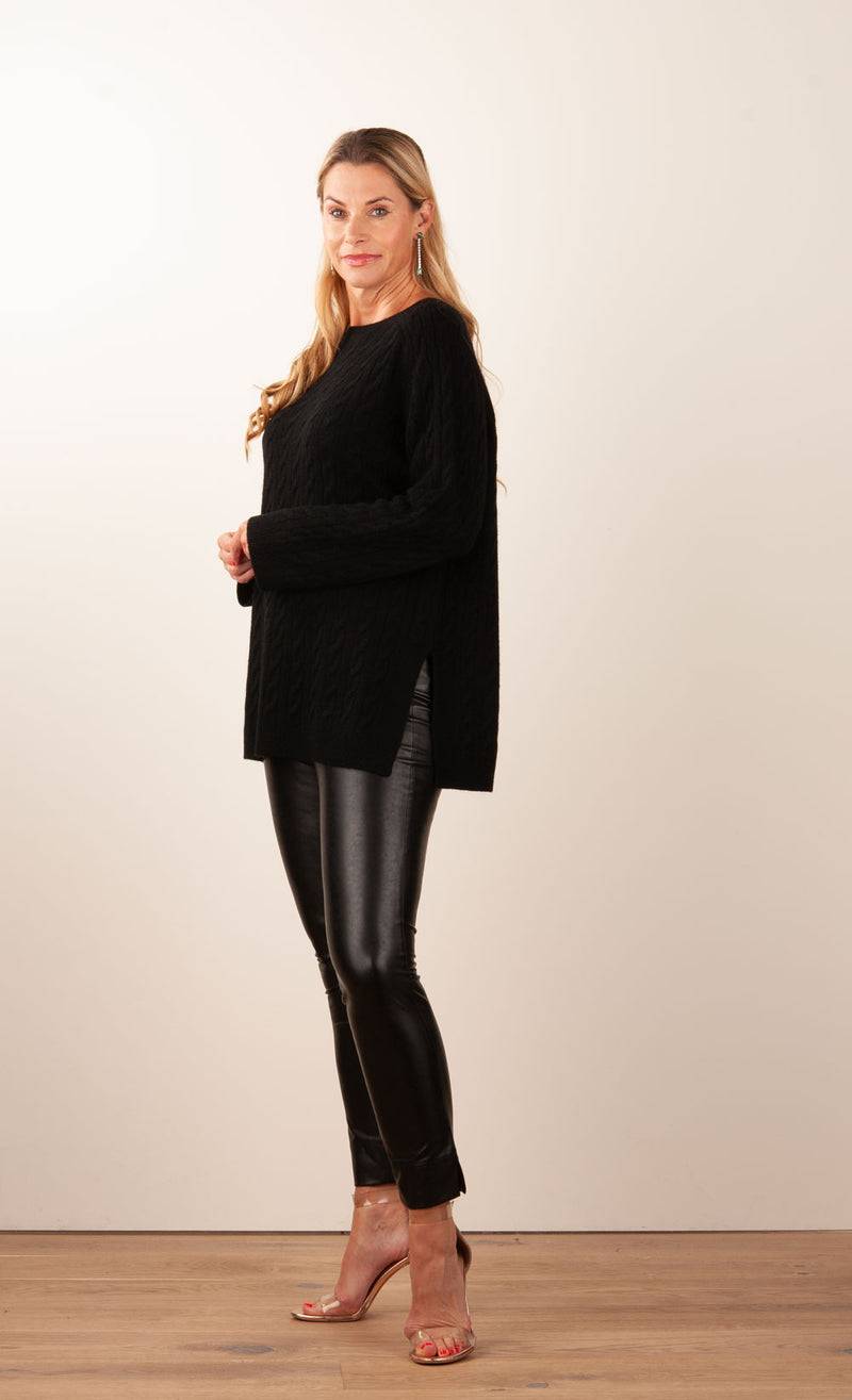 fleur Kaschmir Pullover „Zopfstrick“ Schwarz Exklusive Angebote