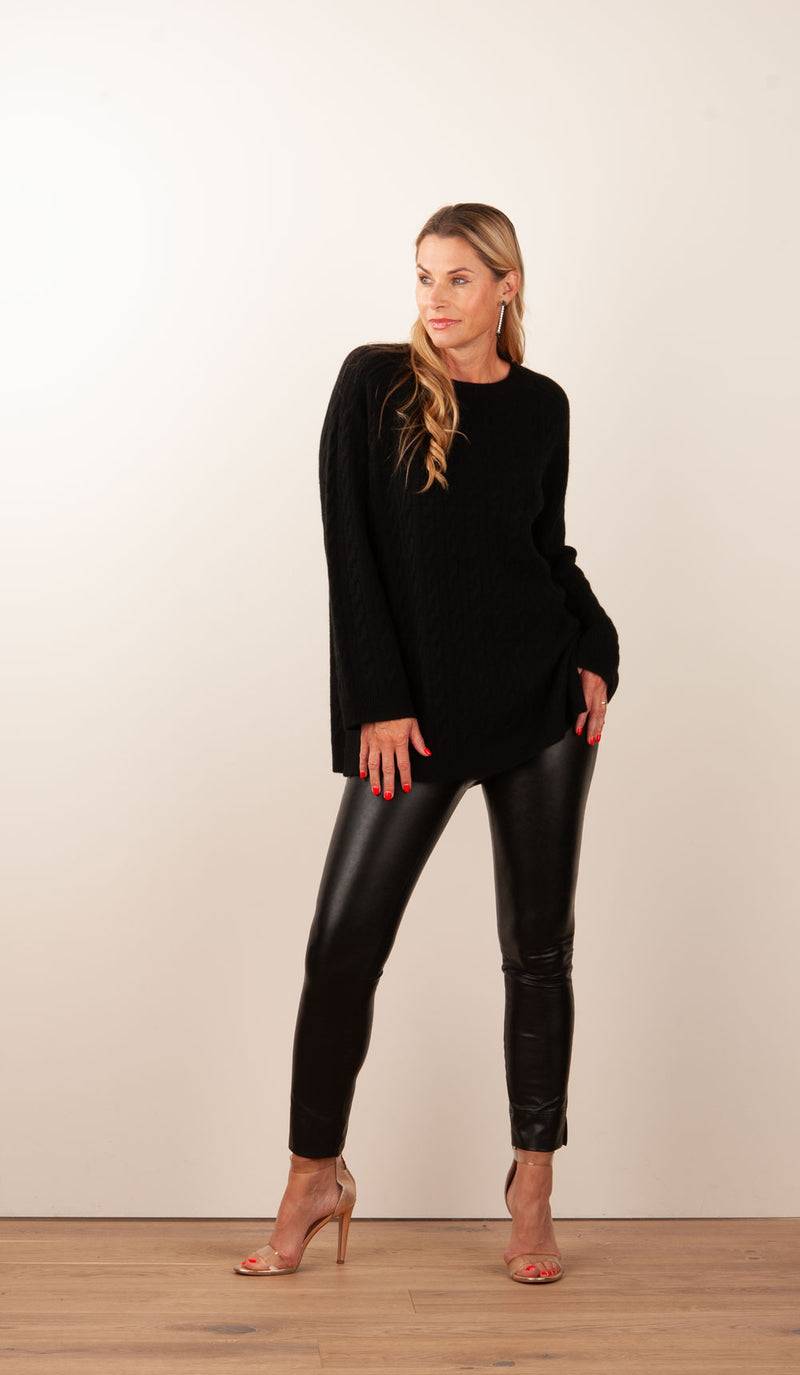 fleur Kaschmir Pullover „Zopfstrick“ Schwarz Exklusive Angebote
