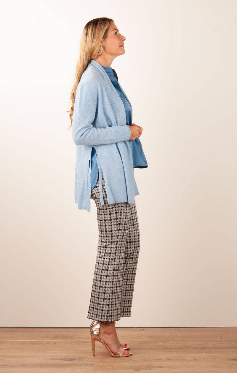fleur Kaschmir Strickmantel Melange Blau Kauf eins, bekomm eins gratis