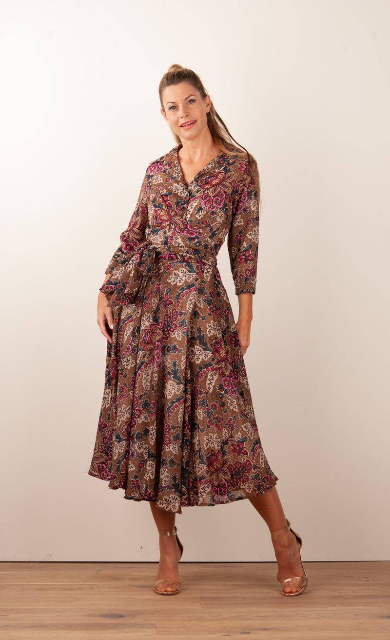 Samantha Sung Kleid „Olivia“ Braun | Multicolor Super Rabatt