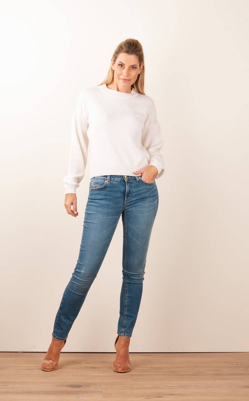 SEM PER LEI. Kaschmir Pullover Offwhite 50% Rabatt mit kostenlosem Versand