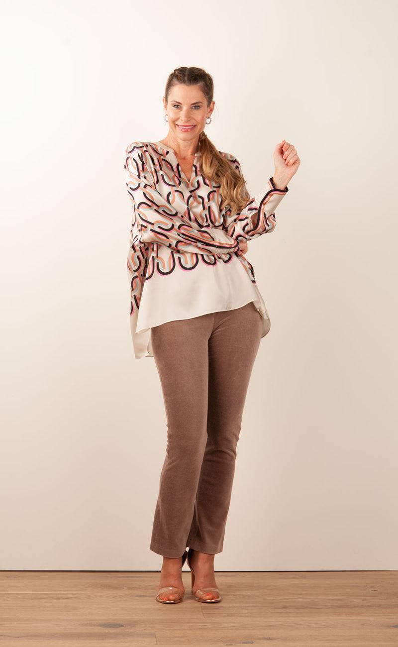 IVI Collection Bluse „Chain“ Beige | Multicolor Auslauf