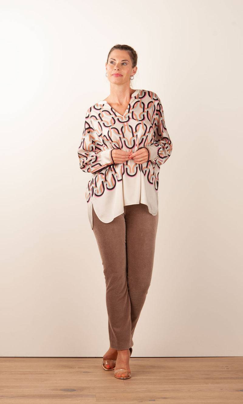 IVI Collection Bluse „Chain“ Beige | Multicolor Auslauf