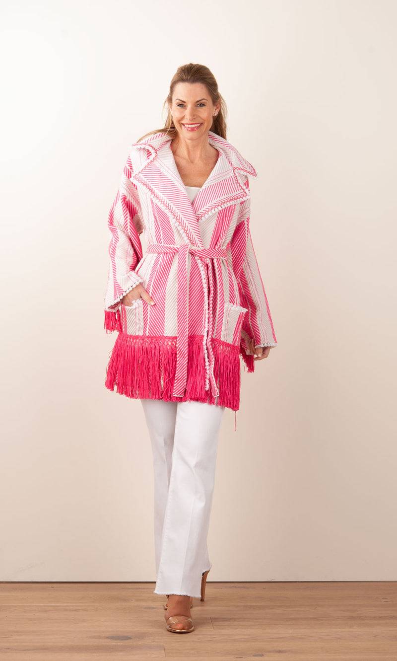 Elisabetta Franchi Mantel „Avorio“ Weiß | Pink | Gold Günstig kaufen