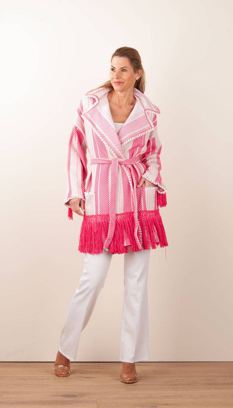 Elisabetta Franchi Mantel „Avorio“ Weiß | Pink | Gold Günstig kaufen