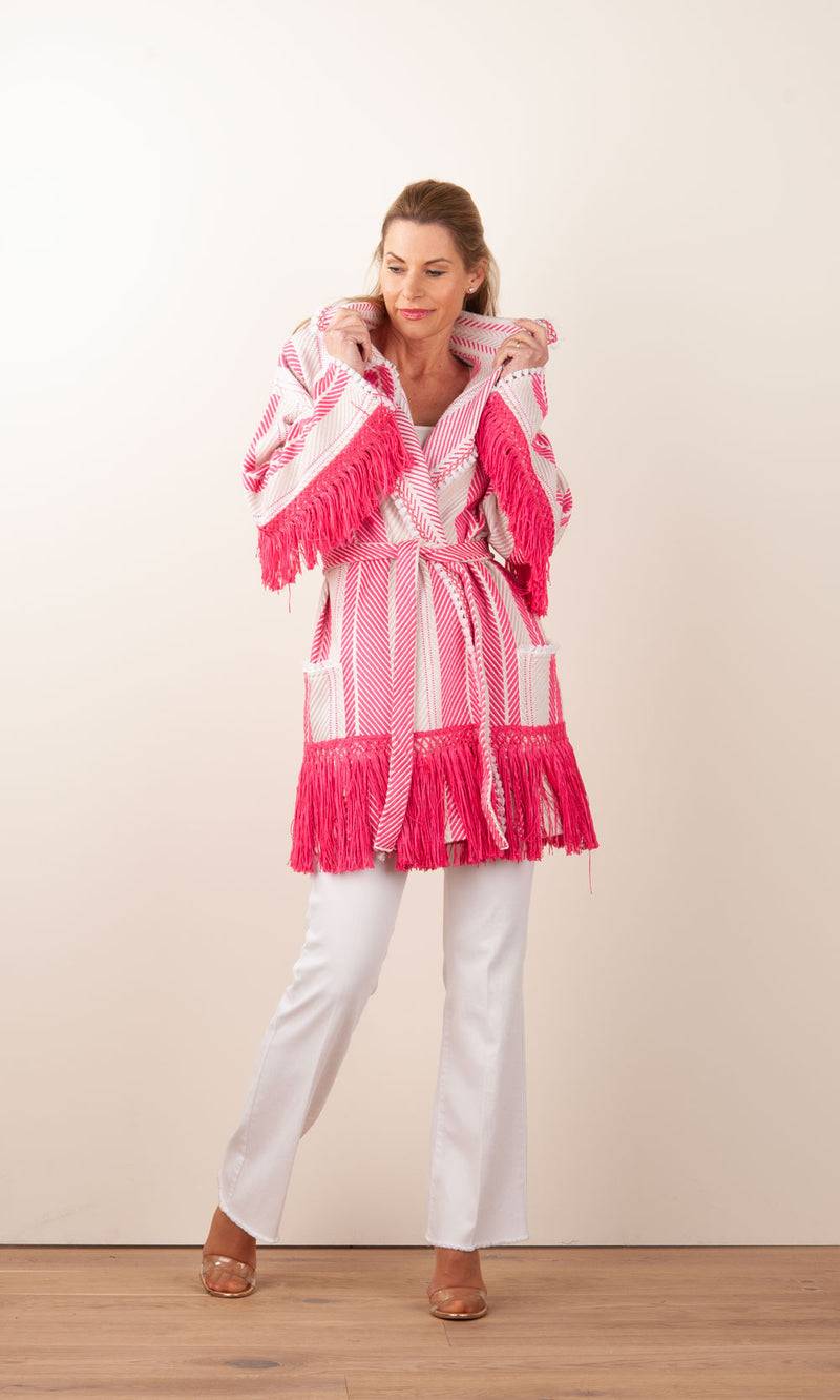 Elisabetta Franchi Mantel „Avorio“ Weiß | Pink | Gold Günstig kaufen