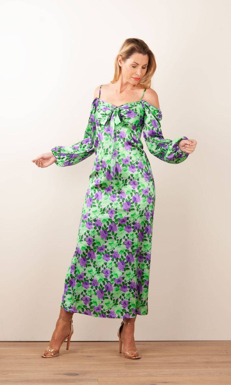 Kleid „Sorby“ Grün | Lila Valentinstagsangebot