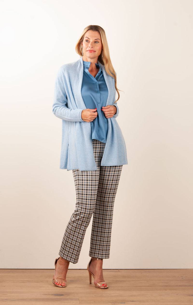 fleur Kaschmir Strickmantel Melange Blau Riesige Rabatte