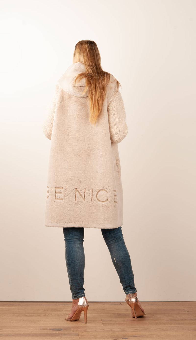 Glox Fake-Fur-Mantel/Weste Beige Black Friday Preise