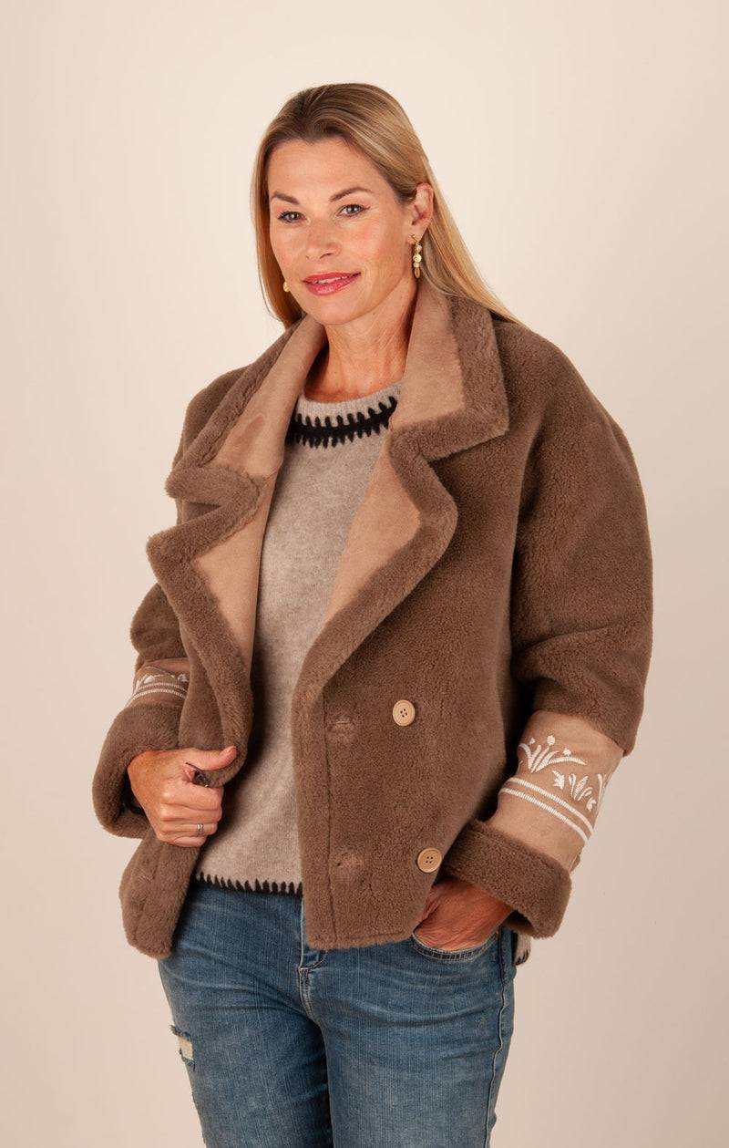 Glox Fake-Fur-Jacke Cookie zollfrei