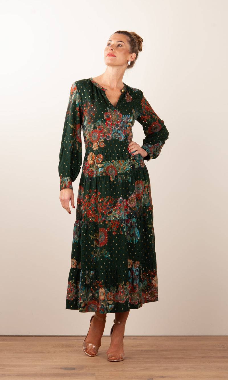 fleur Kleid „Blumen“ Grün | Multicolor Vatertagsangebot