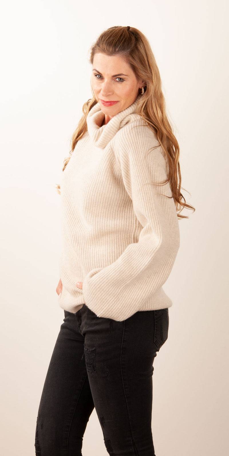 Blossom & Co. Kaschmir Rollkragenpullover Oatmeal Riesige Ersparnisse