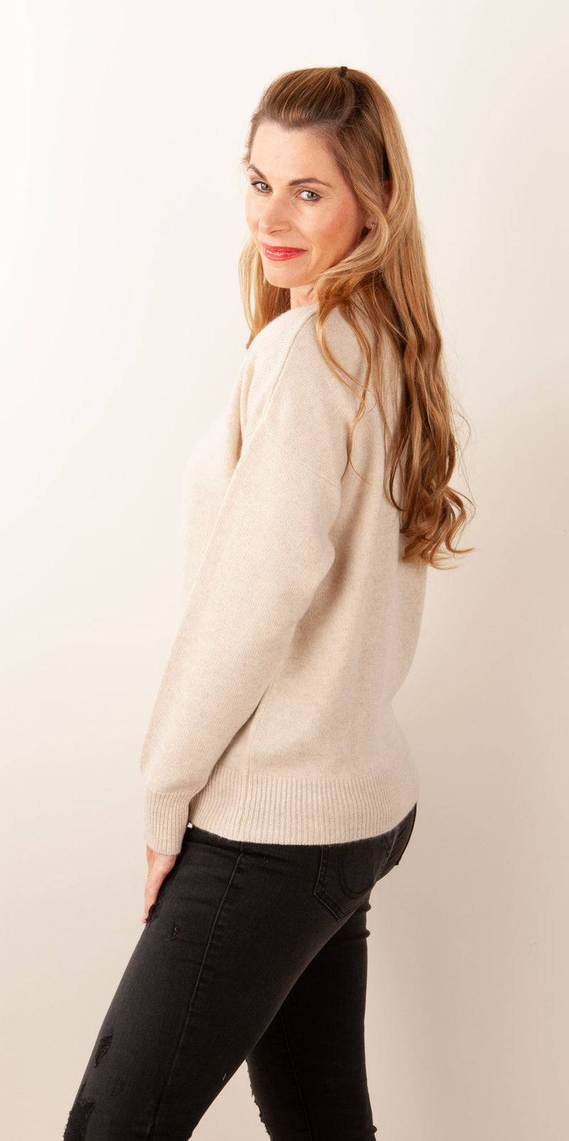 Blossom & Co. Kaschmir Pullover Melange Beige Zeitbegrenzte Promotion