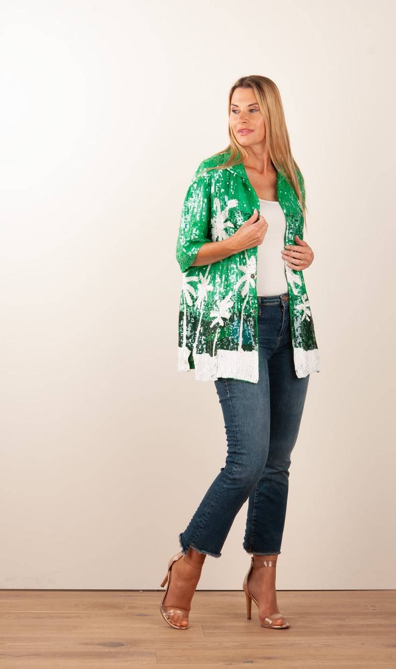 Pailletten Jacke „Gust“ Grün | Weiß Große Rabatte