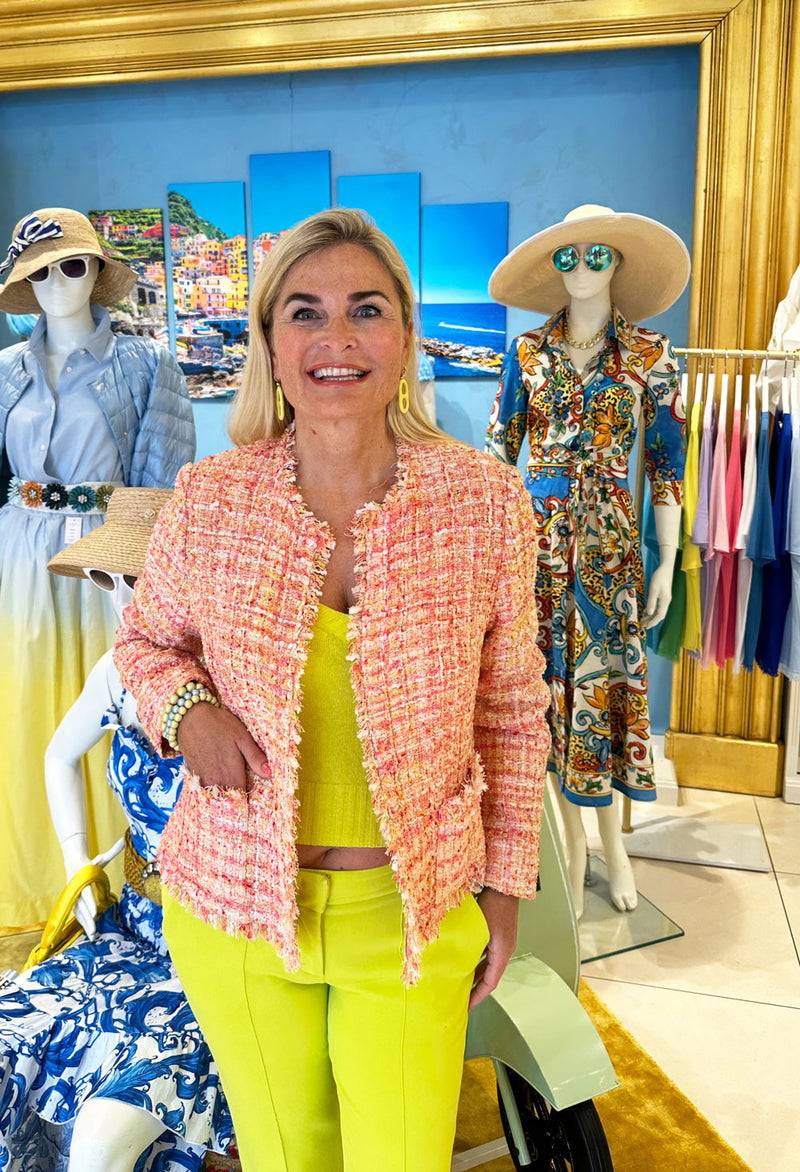 fleur Bouclé Jacke Koralle | Gelb 50% Rabatt mit kostenlosem Versand