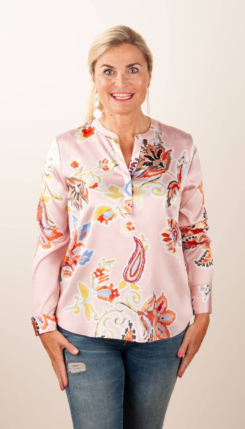 Herzensangelegenheit Seidenbluse „Paisley“ Rosa | Multicolor Speichern exportieren