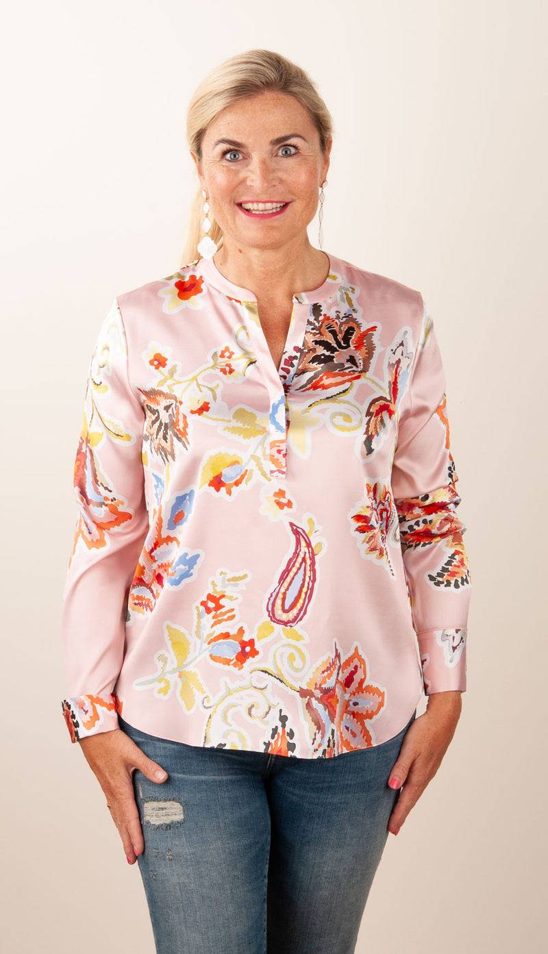 Herzensangelegenheit Seidenbluse „Paisley“ Rosa | Multicolor Speichern exportieren