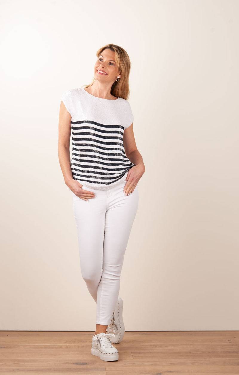 Shirt „Grighe“ Weiß | Schwarz Online Outlet