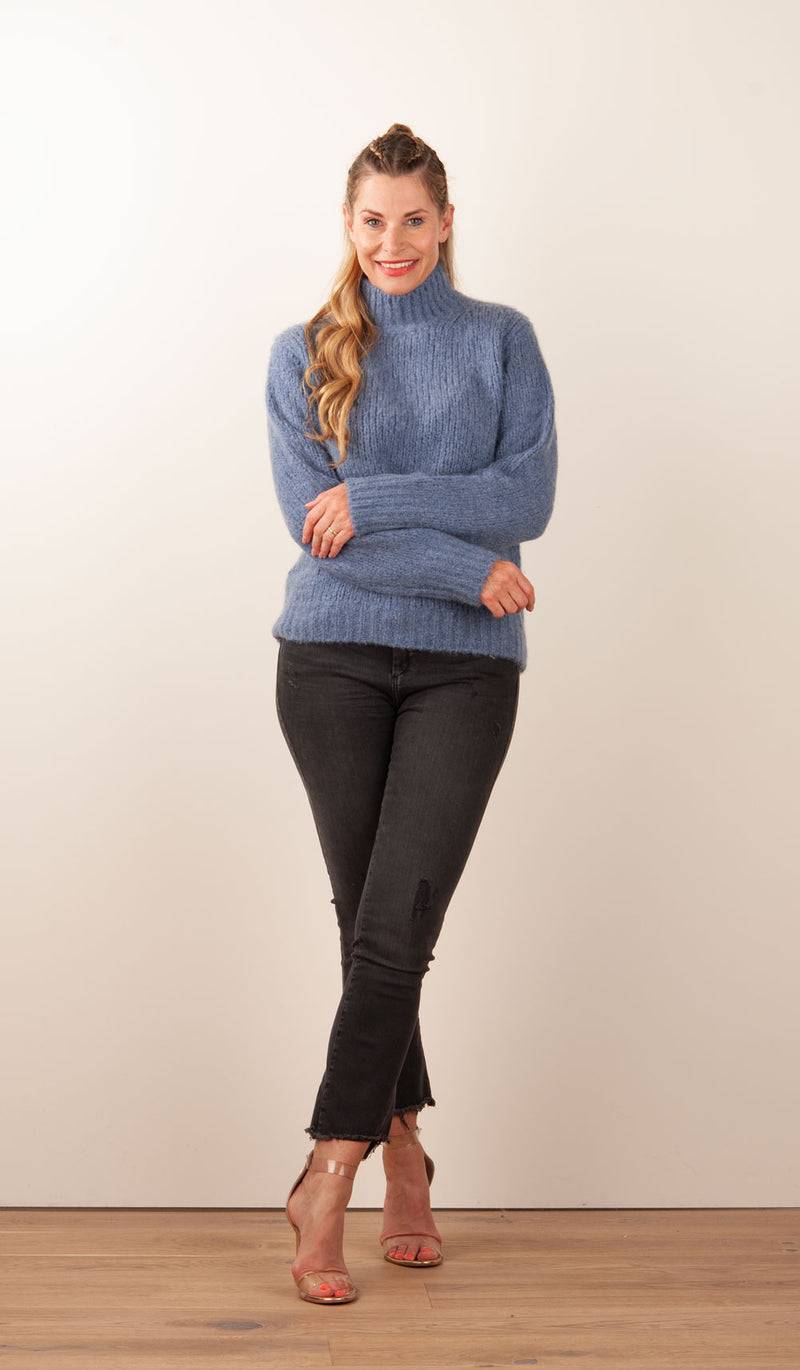 Kitted in Cashmere Kaschmir Pullover Jeansblau Letzte 2 Tage