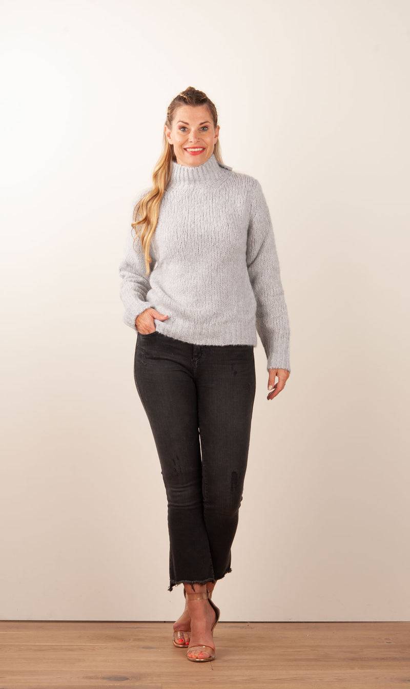 Kitted in Cashmere Kaschmir Pullover Melange Grau Letzter Tag