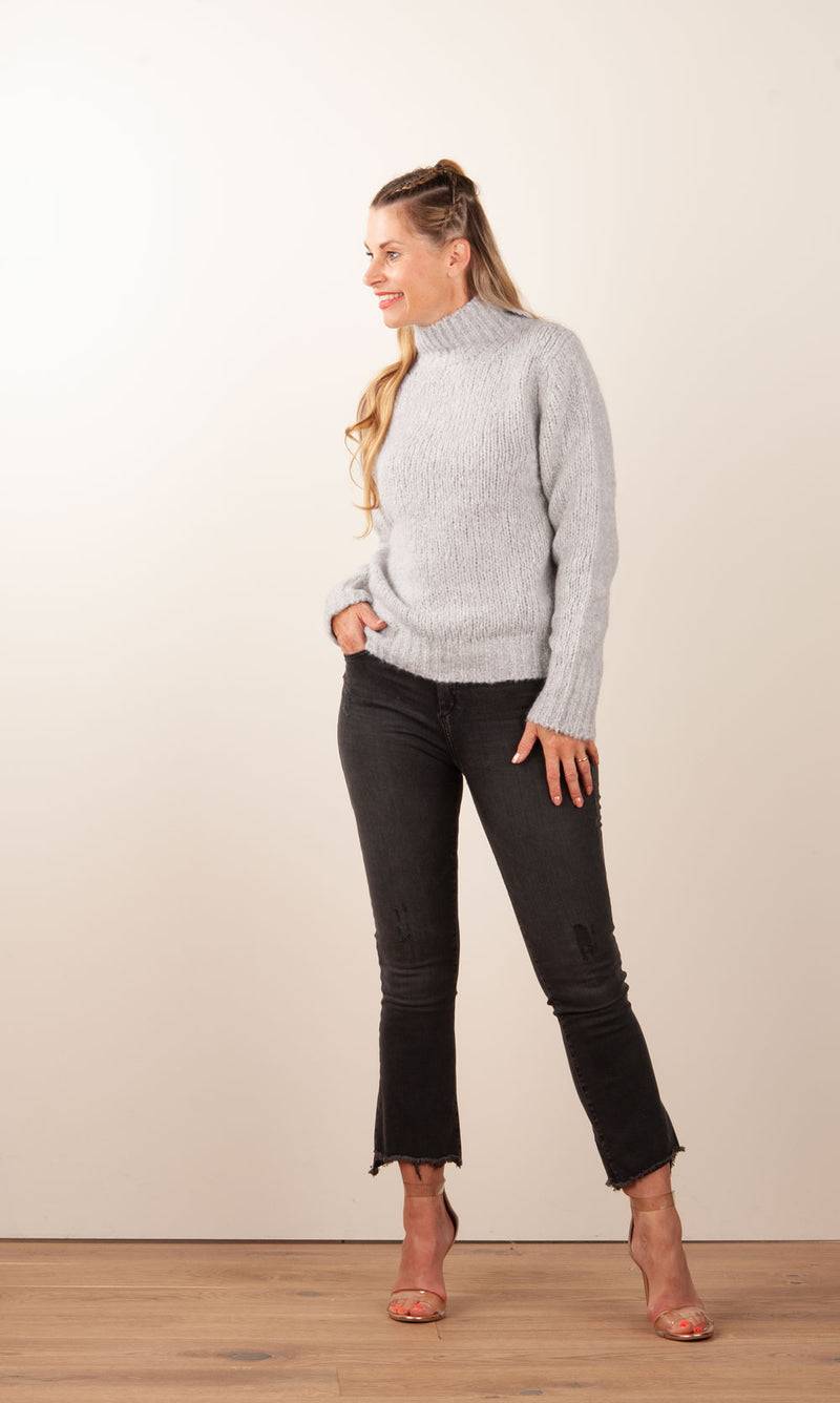 Kitted in Cashmere Kaschmir Pullover Melange Grau Letzter Tag