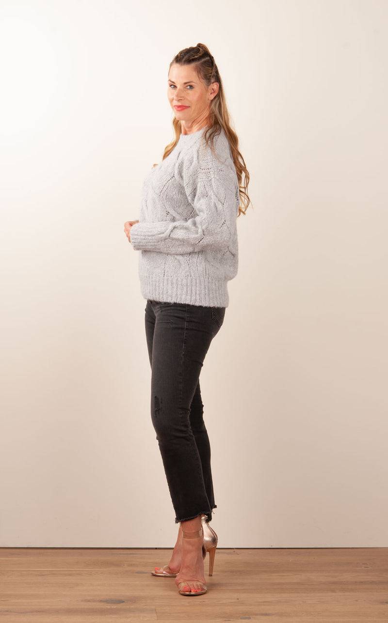 Kitted in Cashmere Kaschmir Pullover „Zopfstrick“ Grau Bis zu 60% Rabatt