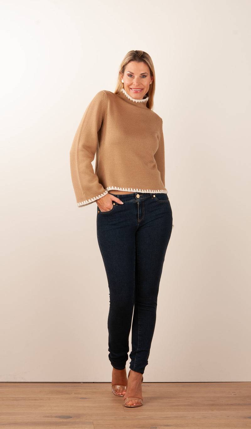 Luisa Spagnoli Pullover Camel | Weiß Vatertagsangebot