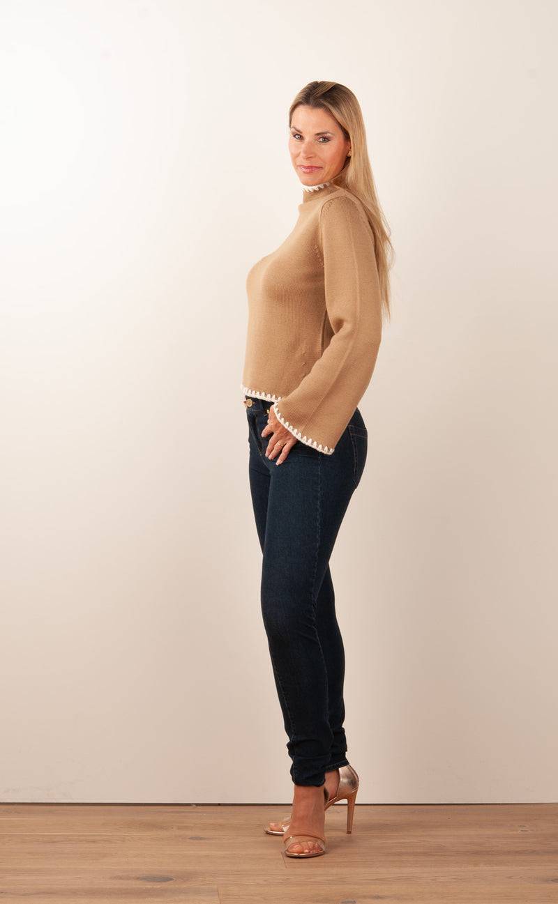 Luisa Spagnoli Pullover Camel | Weiß Vatertagsangebot