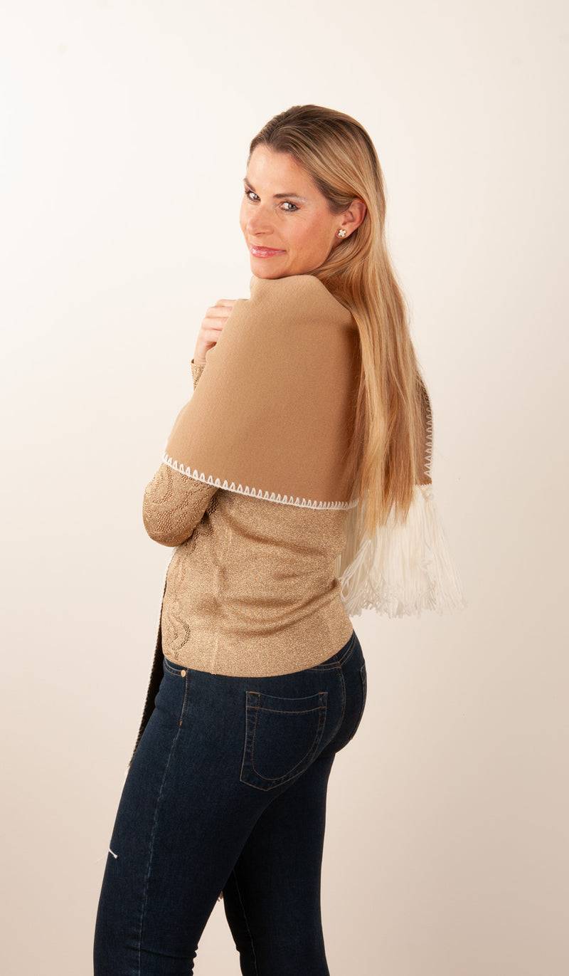 Luisa Spagnoli Schal Camel | Weiß Valentinstagsangebot