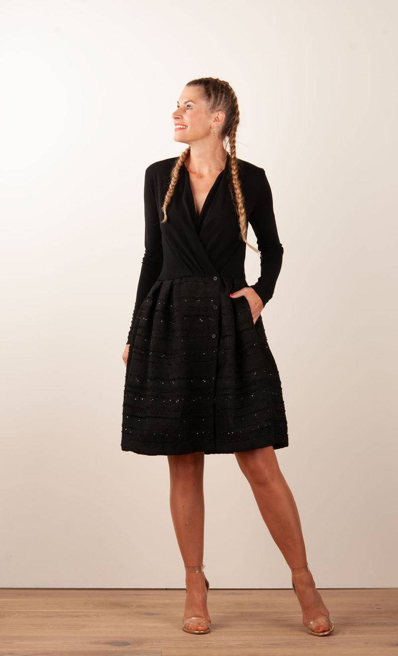 Sara Roka Kleid „Boucle“ Schwarz Letzte 2 Tage