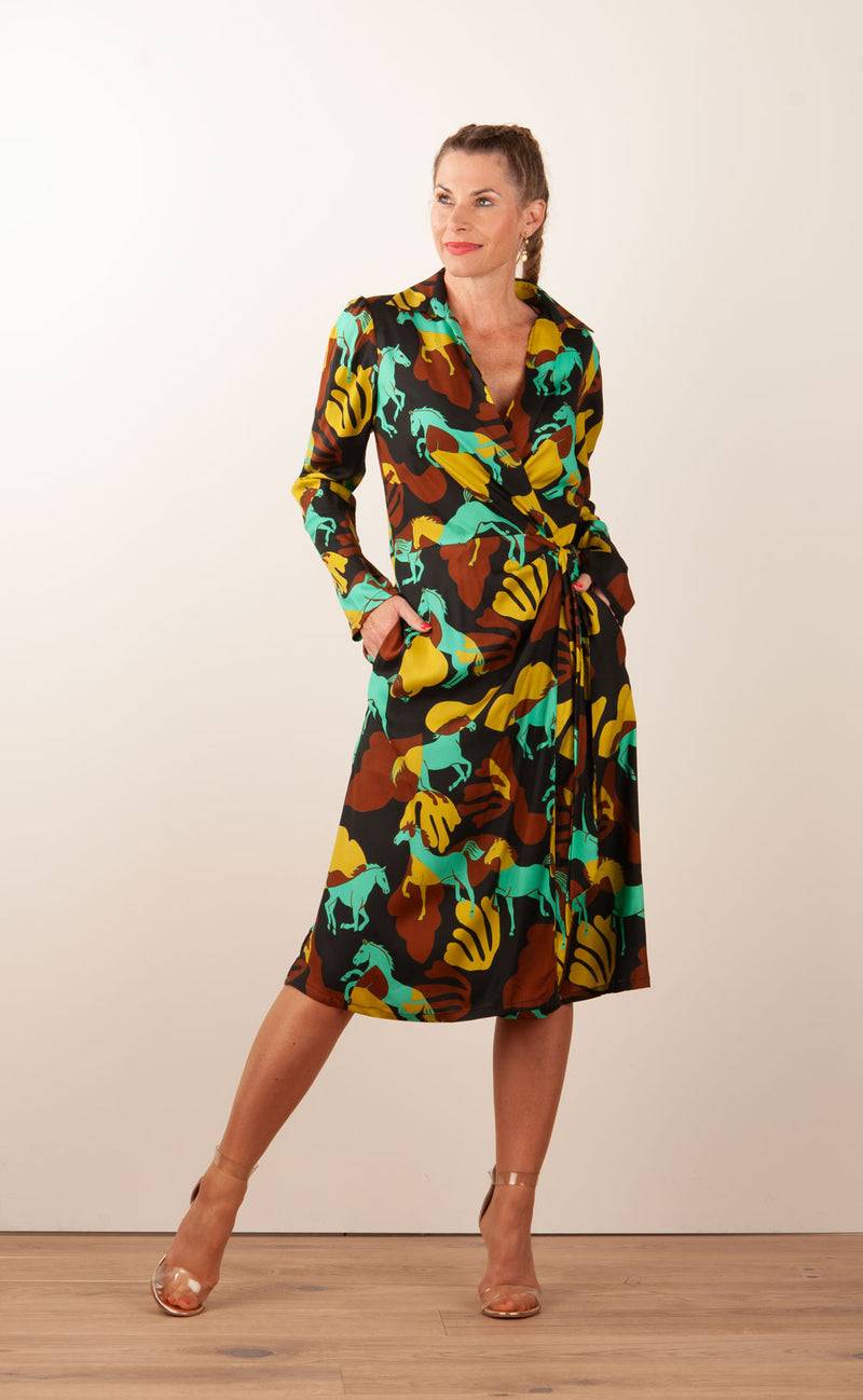 Sara Roka Wickelkleid Braun | Schwarz | Multicolor Letzter Tag