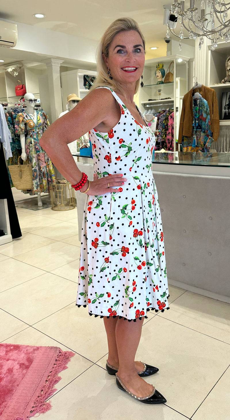 fleur Kleid „Kirschen“ Weiß | Multicolor Günstig kaufen